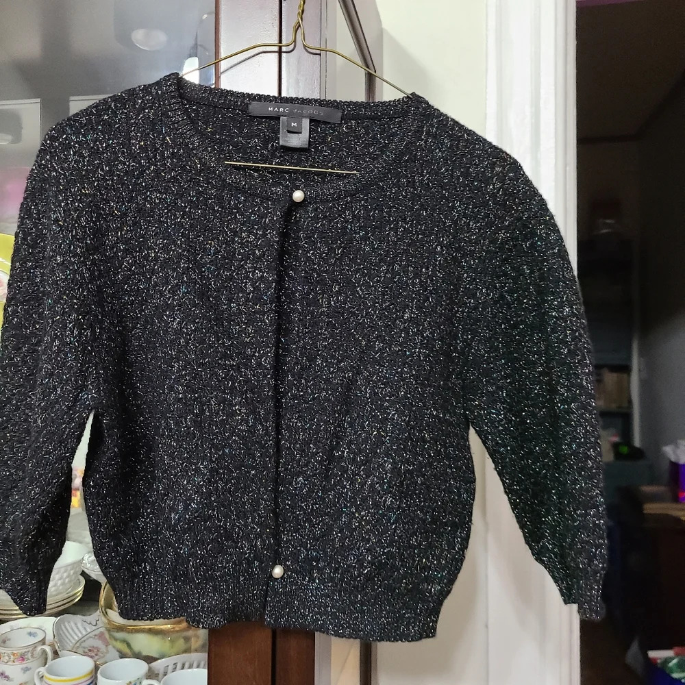 Marc Jacobs Women's Vintage Cropped Cardigan 3/4 Sleeve Wool Blend Size Medium